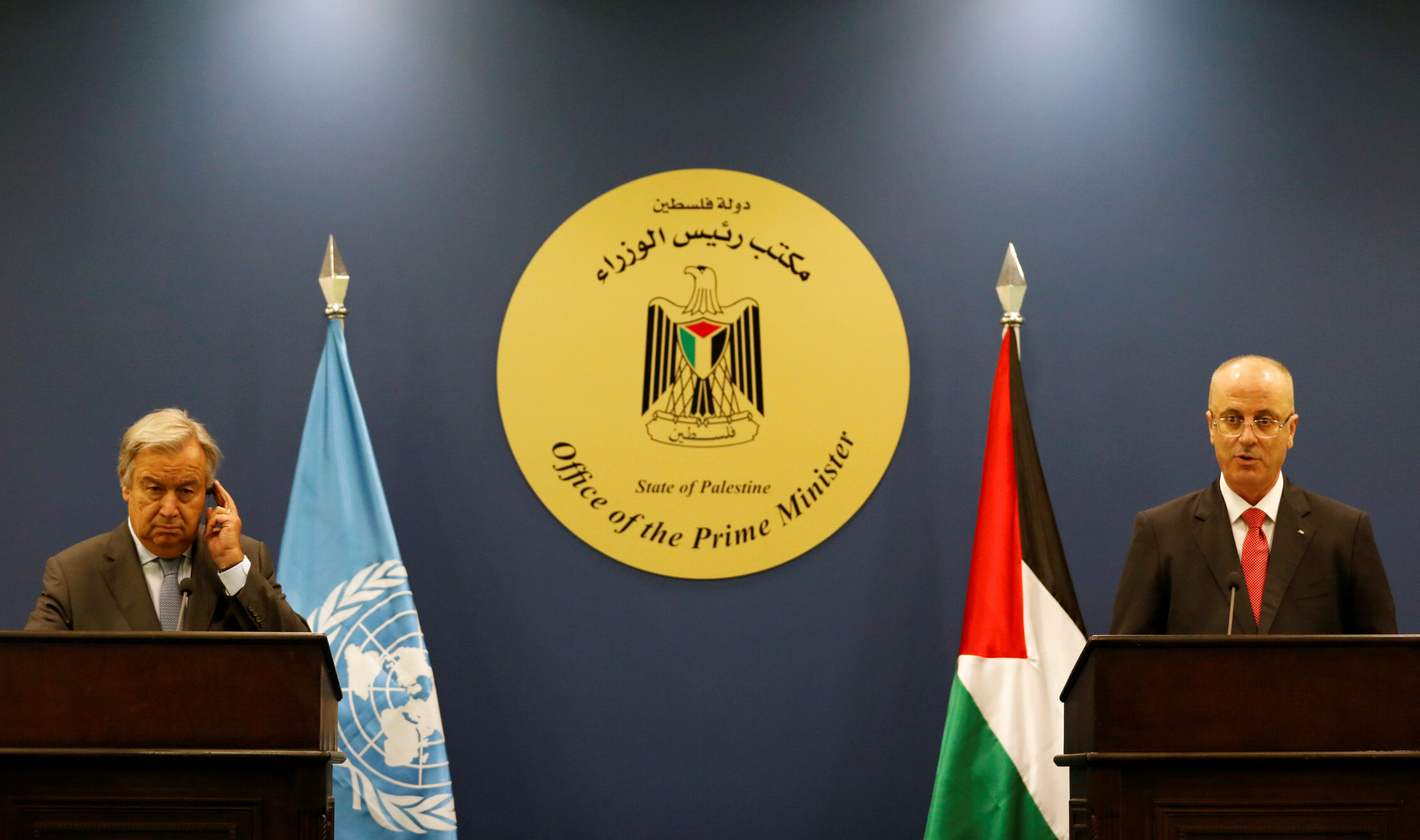 رئيس وزراء فلسطين مع الأمين العام للأمم المتحدة
