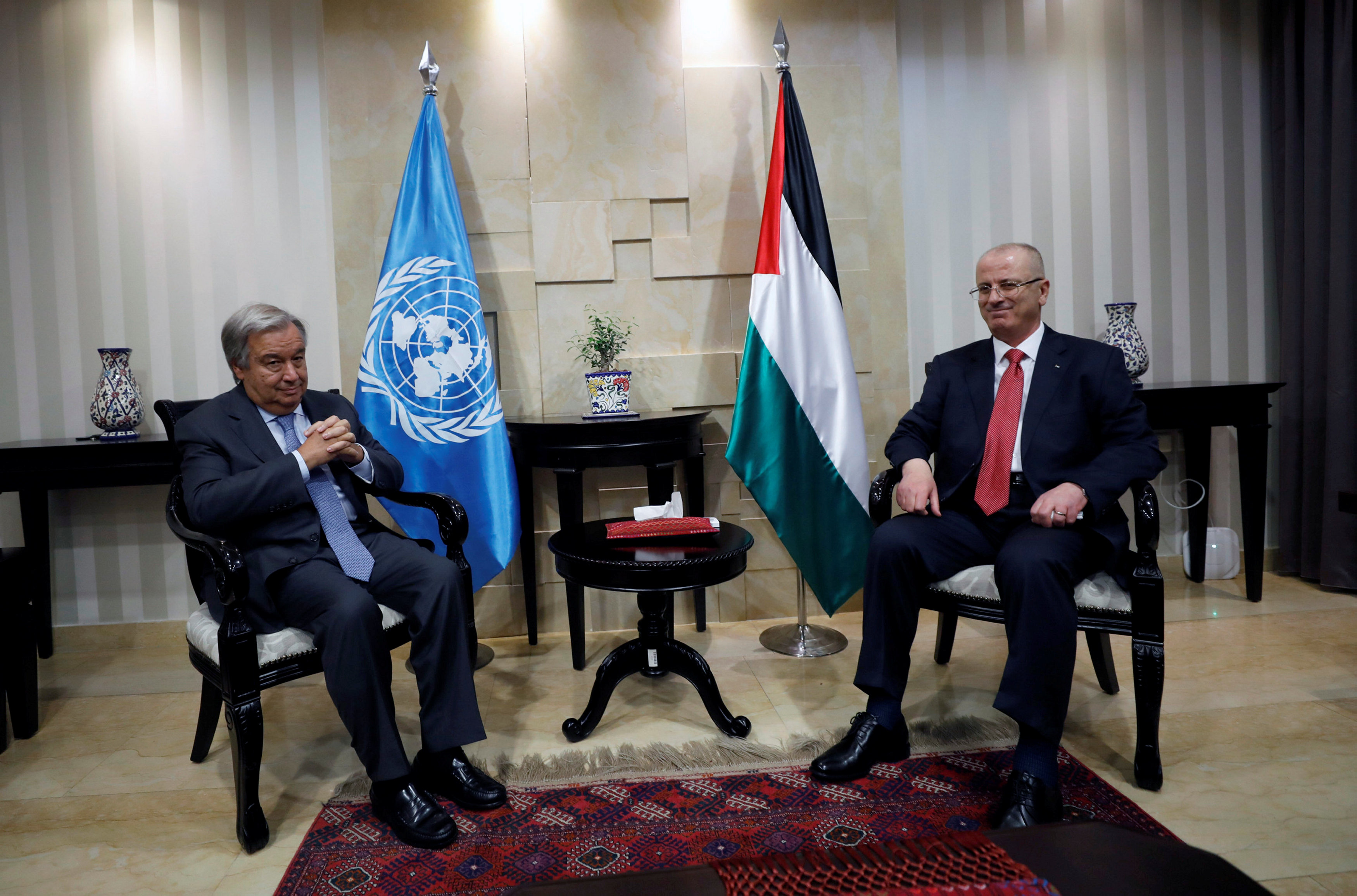 لقاء بين الأمين العام للأمم المتحدة ورئيس وزراء فلسطين