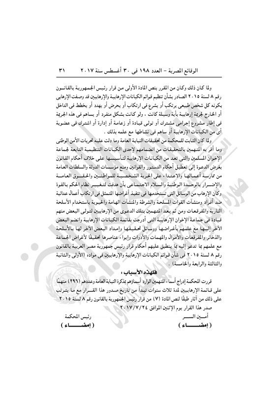 الجريدة الرسمية تنشر قرار إدراج 296 إخوانيا بينهم محمود عزت بقوائم الإرهاب (25)