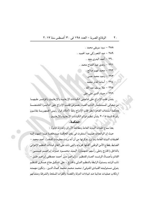 الجريدة الرسمية تنشر قرار إدراج 296 إخوانيا بينهم محمود عزت بقوائم الإرهاب (14)