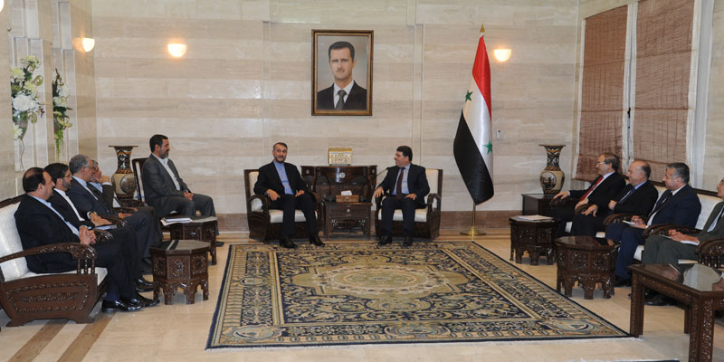 الدكتور وائل الحلقي رئيس مجلس الوزراء السورى يستقبل عبد اللهيان