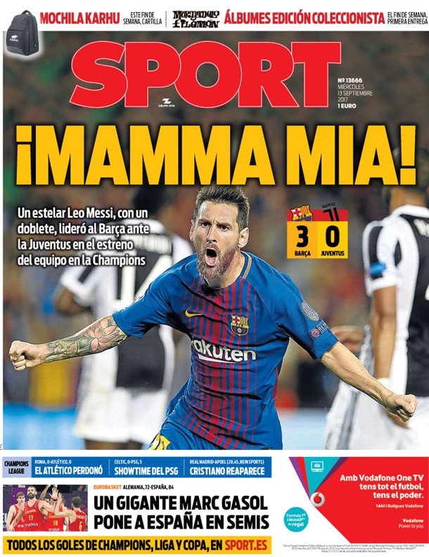 ميسى يتصدر غلاف صحيفة سبورت الاسبانية