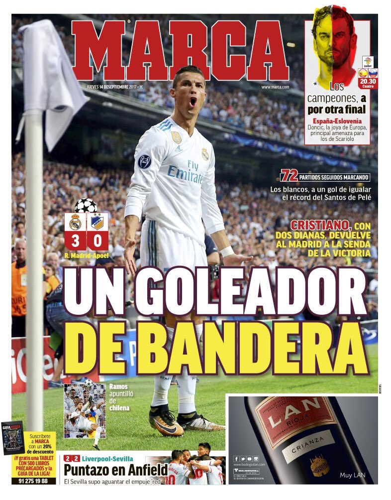 رونالدو يتصدر غلاف صحيفة ماركا الاسبانية