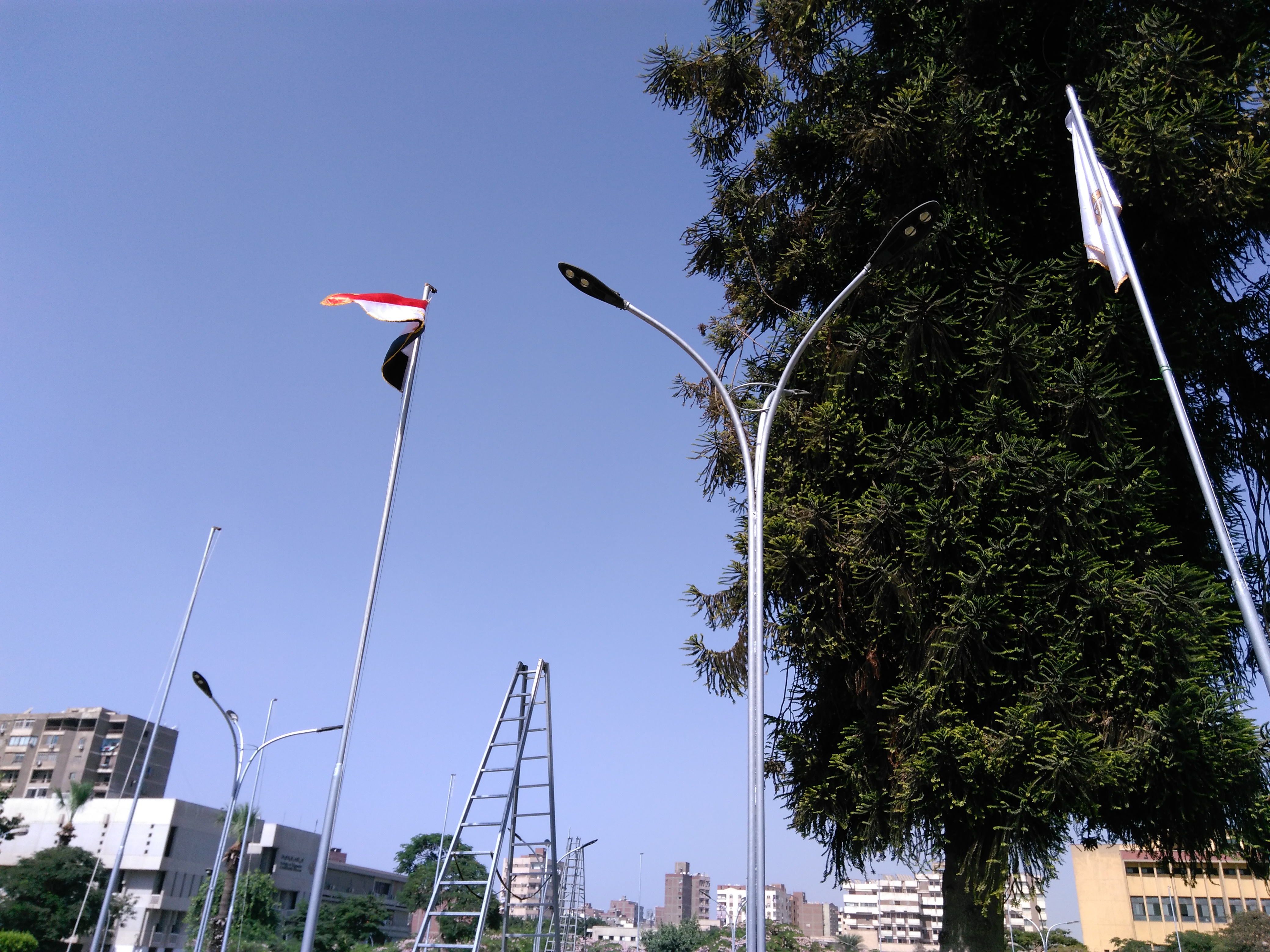 أعلام مصر تزين الحرم الرئيسى لجامعة عين شمس استقبالا للدراسة
