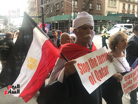 الجالية المصرية تنظم وقفة أمام مقر إقامة تميم للتنديد بدعم قطر للإرهاب (9)
