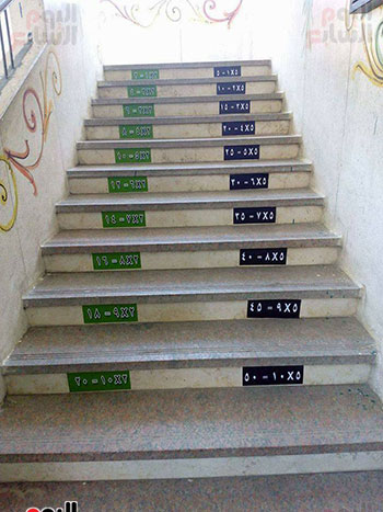 مدارس دمياط تزين السلالم بجدول الضرب لتحفز التلاميذ على حفظه (2)