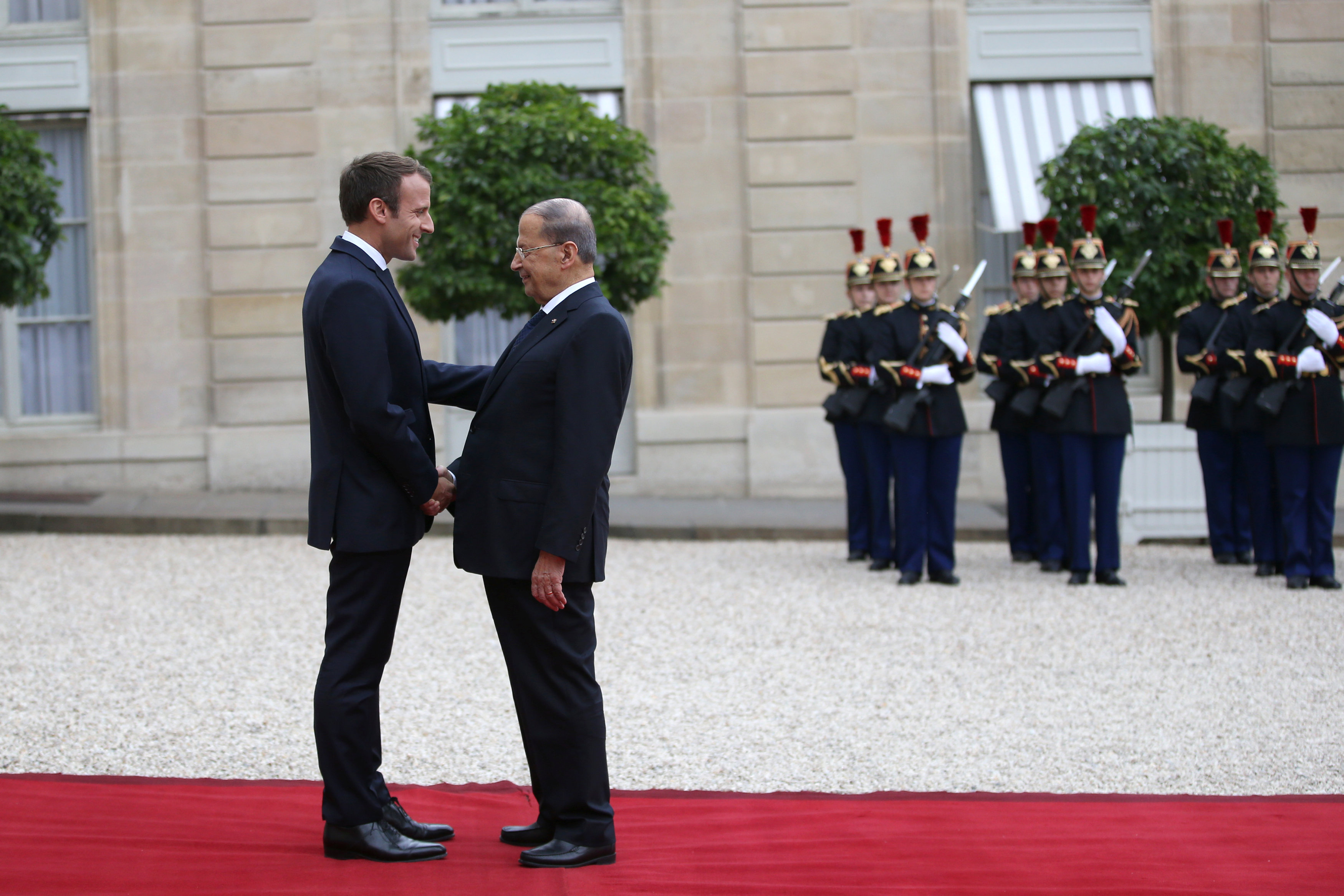 الرئيس اللبنانى العماد ميشال عون مع نظيره الفرنسى