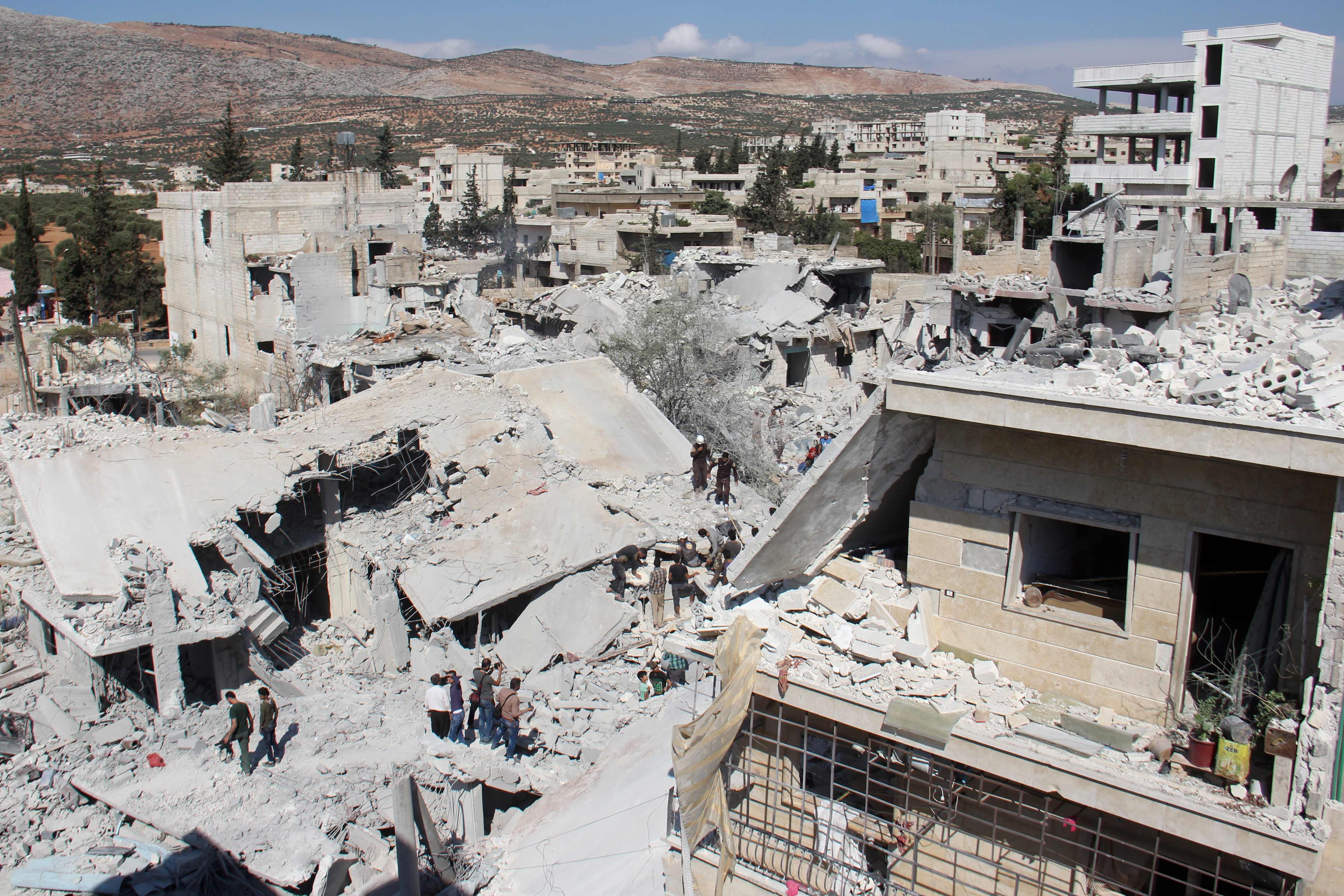 أثار القصف الجوى على المدن السورية
