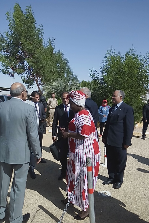 وزراء الري والزراعة ووزيرة رى جنوب السودان يصلون مطار الخارجة  (5)
