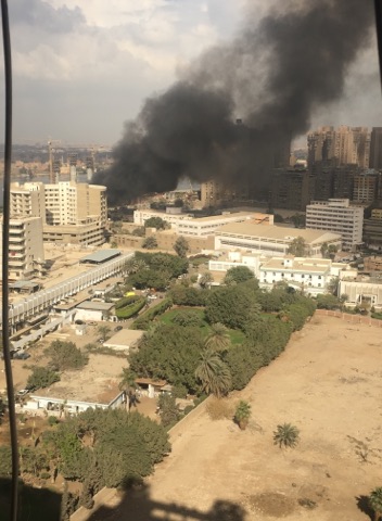 حريق بجوار مستشفى معهد ناصر