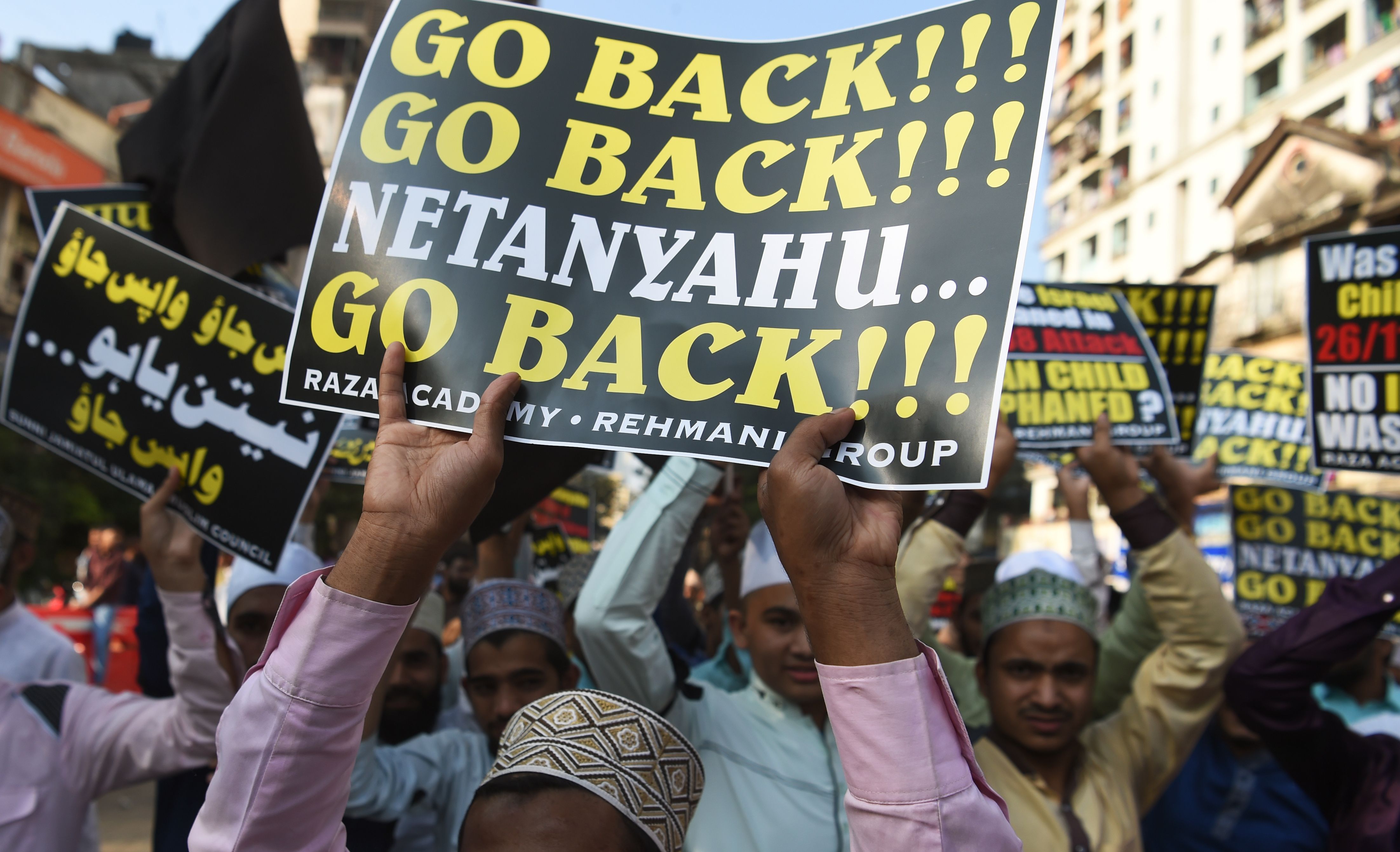 مظاهرات منددة بوجود نتنياهو فى الهند