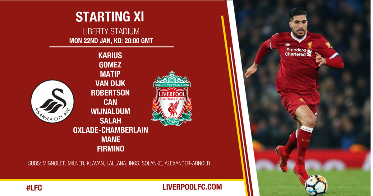 محمد صلاح أساسيا مع ليفربول أمام سوانزى محمد صلاح أساسيا مع ليفربول أمام سوانزى