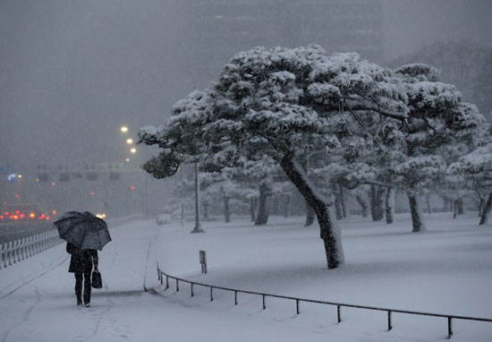 تساقط كثيف للثلوج بطوكيو
