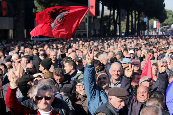 جانب من تظاهرات ألبانيا 