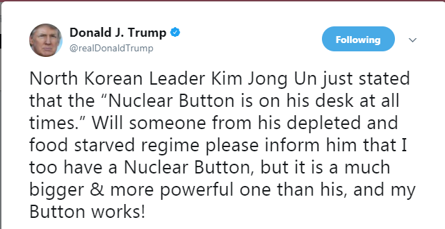تغريدة ترامب ردا على كيم جونج أون
