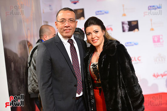 الكاتب الصحفى خالد صلاح وزوجته الإعلامية شريهان أبو الحسن فى حفل وشوشة (1)