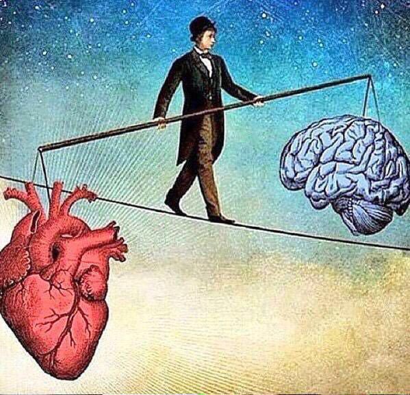 شخص يوازن بين القلب والعقل