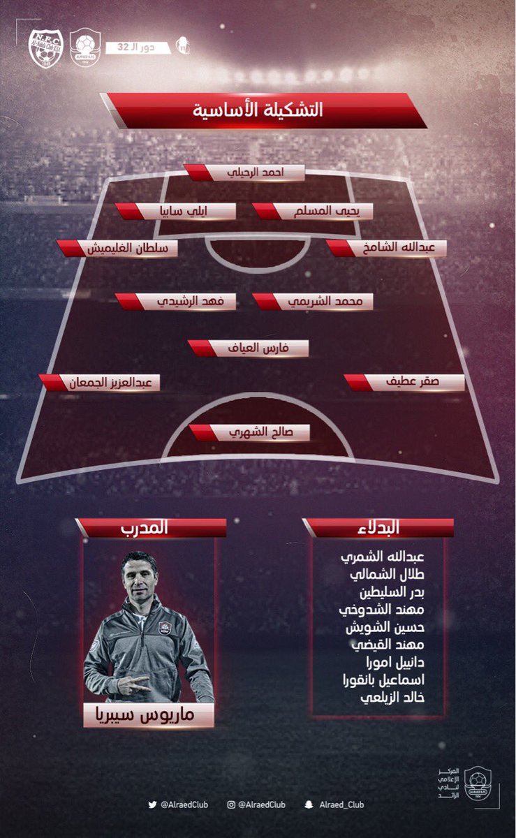 قائمة الرائد السعودي في مباراة اليوم