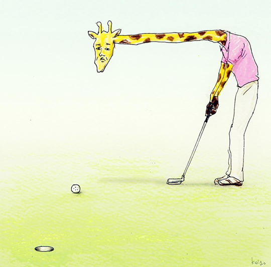 الزرافة تلعب جولف