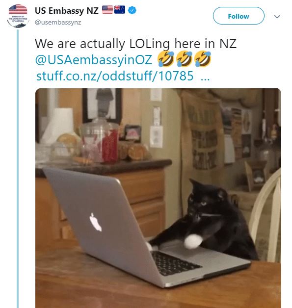تعليق سفارة أمريكا فى نيوزلندا