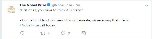 أول تعليق من الباحثة الفائزة بجائزة نوبل فى الفيزياء 2018