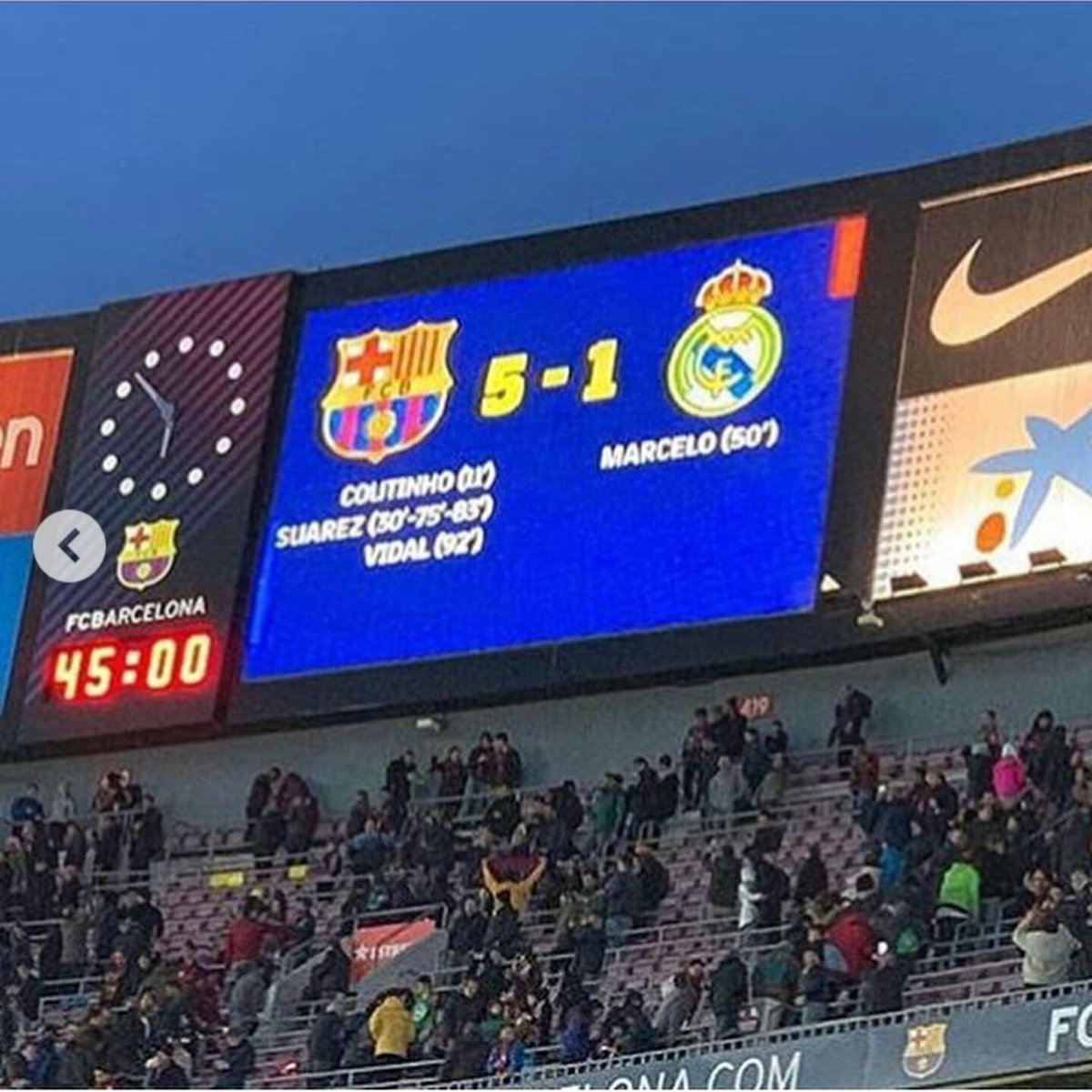 سقوط ريال مدريد أمام برشلونة