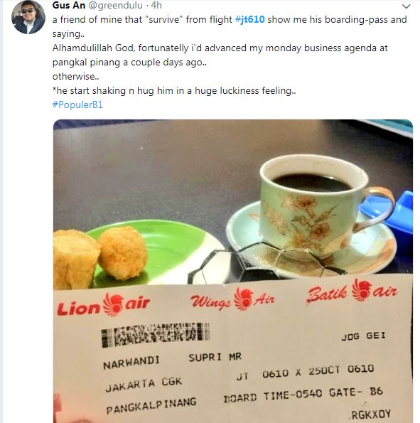 تدوينة صديق الناجى الوحيد من حادث الطائرة الإندونيسية