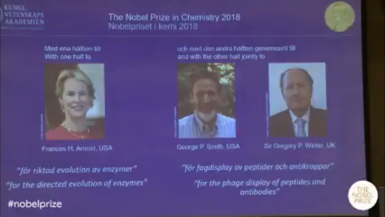 الإعلان عن الفائزين بجائزة نوبل فى الكيمياء 2018 (1)