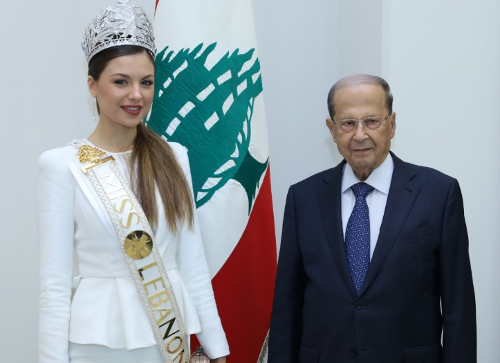 ميشال عون ومايا رعيدى ملكة جمال لبنان
