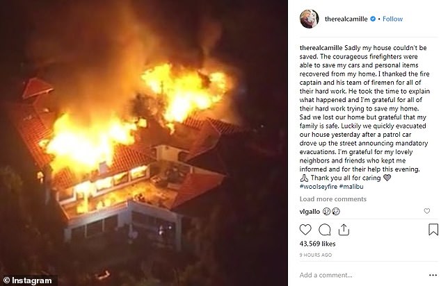 كاميل جرامر تنشر صوراً لمنزلها المحترق