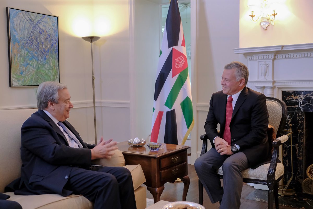ملك الأردن مع الأمين العام للأمم المتحدة