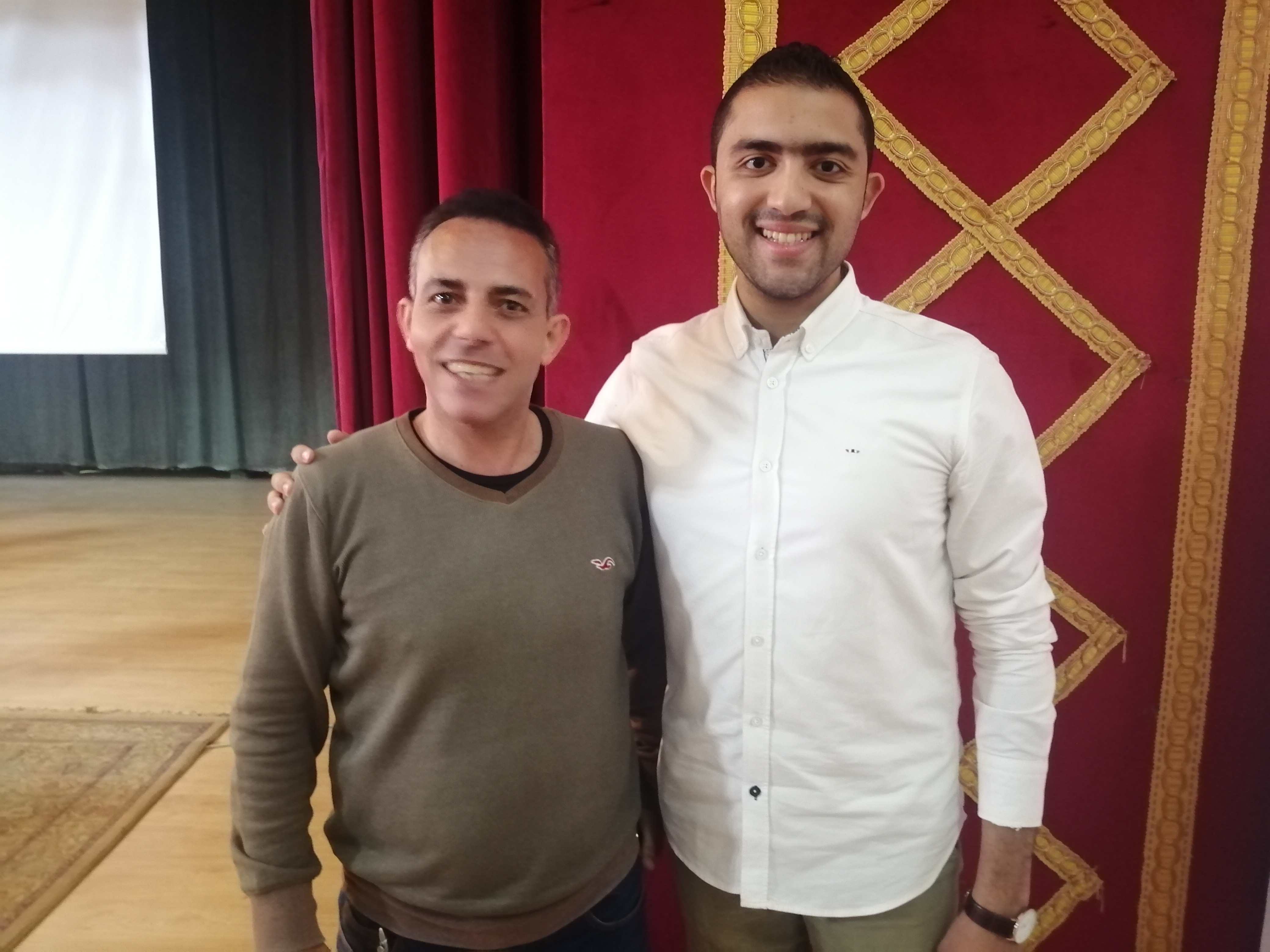 الزميل أيمن لطفى مع رئيس اتحاد طلاب جامعة بنى سويف