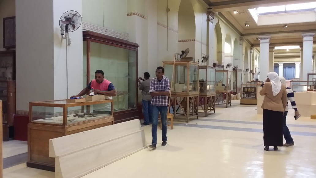 تجهيزات المتحف المصرى لاحتفالية مرور 116 عاما على افتتاحه (12)