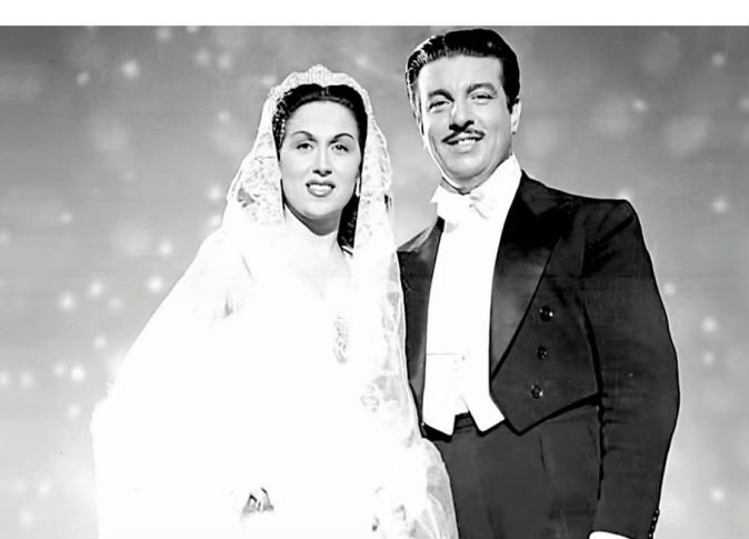 ليلى مراد وأنور وجدى فى صورة زفافهم