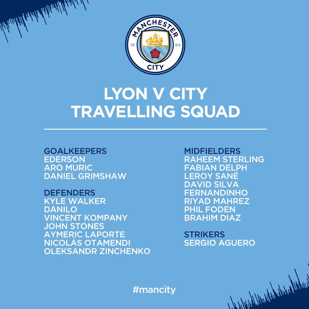 قائمة مانشستر سيتى لمواجهة ليون قائمة مانشستر سيتى لمواجهة ليون