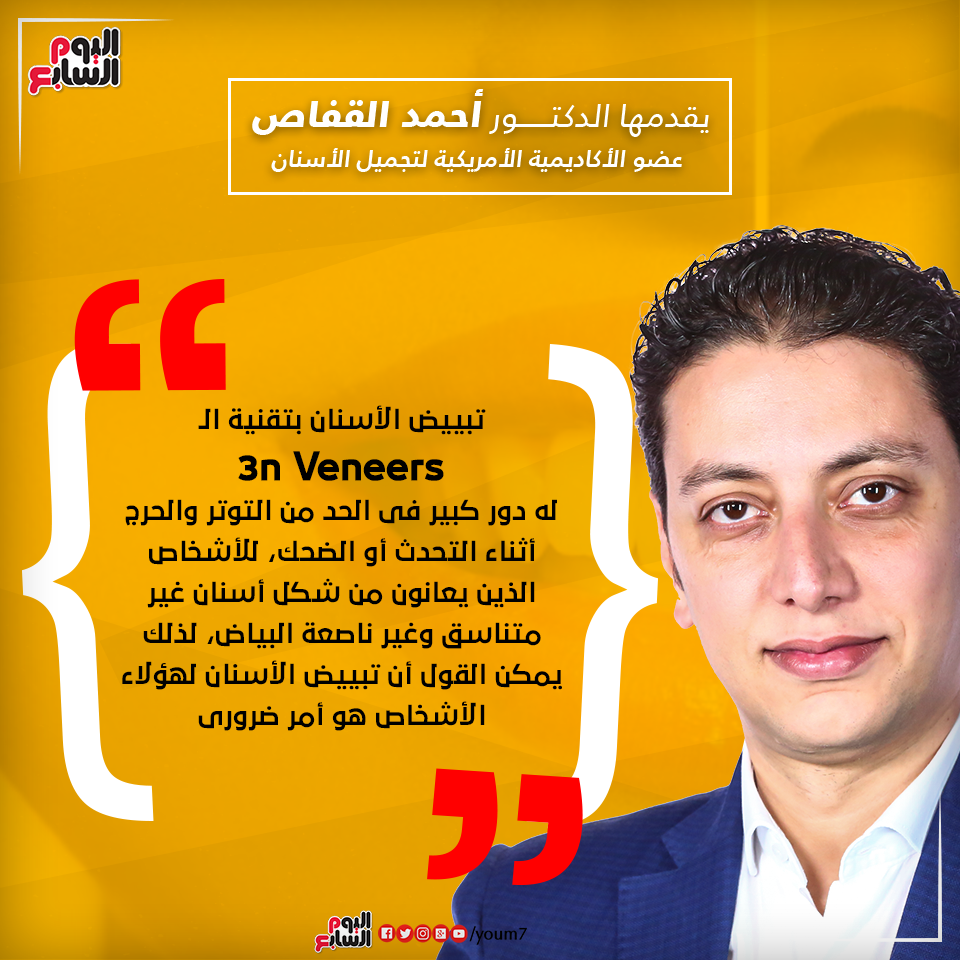 إنفوجراف دكتور أحمد القفاص يقدم معلومة طبية عن تقنية 3n Veneers