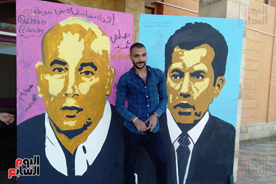 ياسر الدينارى.. رسام احترف فن  الجرافيتى وجداريات الشوارع ببنى سويف (11)