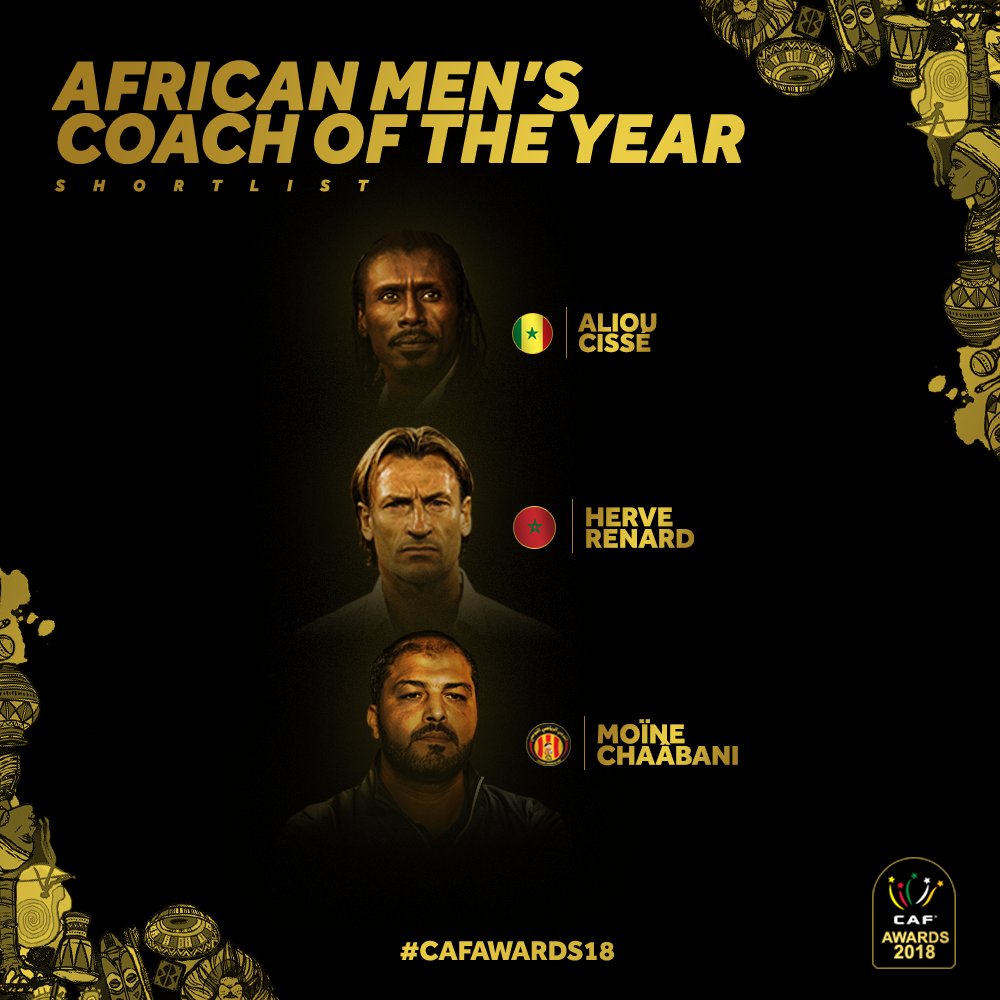 قائمة المرشحين لجائزة أفضل مدرب في افريقيا