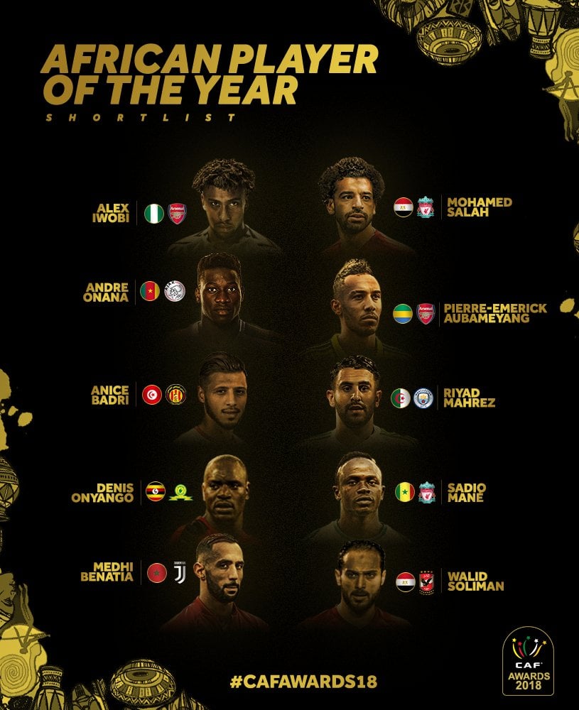 قائمة المرشحين للفوز بجائزة أفضل لاعب في افريقيا