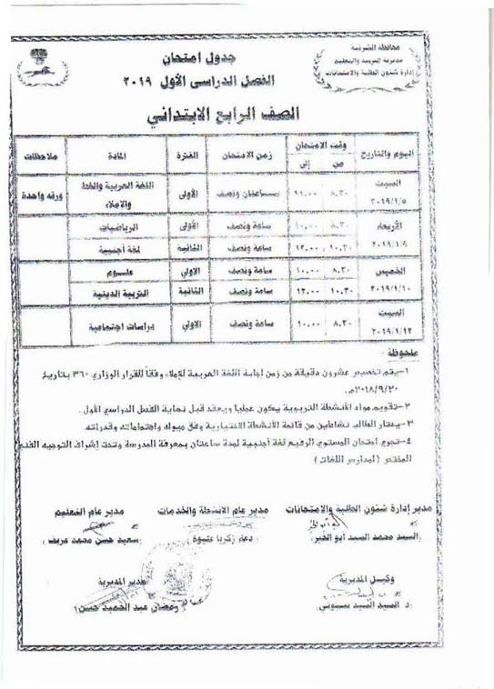 امتحانات الفصل الدراسى الأول بالشرقية (4)