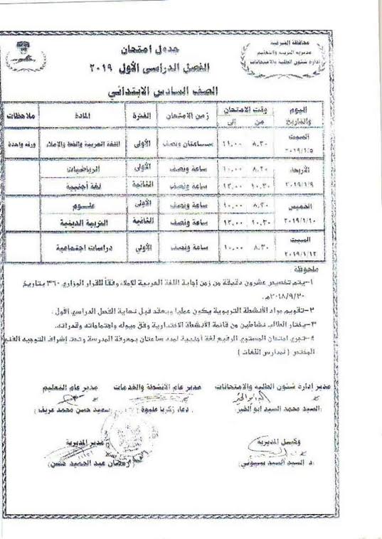 امتحانات الفصل الدراسى الأول بالشرقية (1)