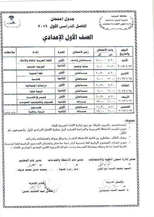 امتحانات الفصل الدراسى الأول بالشرقية (3)