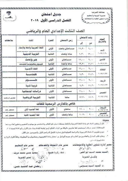 امتحانات الفصل الدراسى الأول بالشرقية (7)