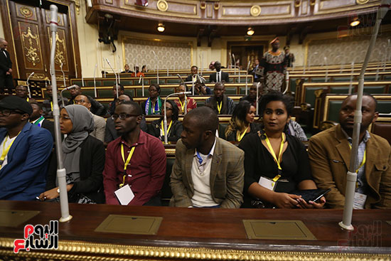 صور شباب المنتدى العربى الإفريقى يلتقطون الصور التذكارية بمجلس النواب (9)