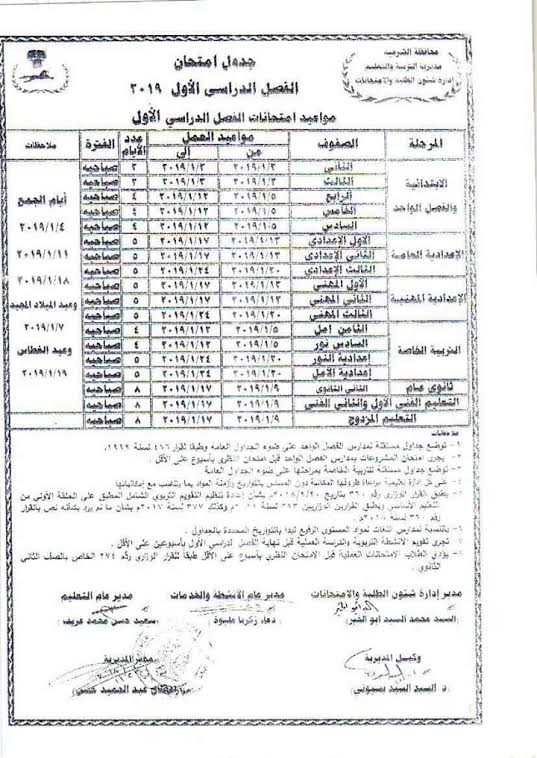 امتحانات الفصل الدراسى الأول بالشرقية (5)