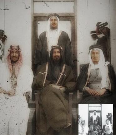 الملك خالد بن عبدالعزيز والامير احمد الجابر امير الكويت والملك سعود بن عبدالعزيز