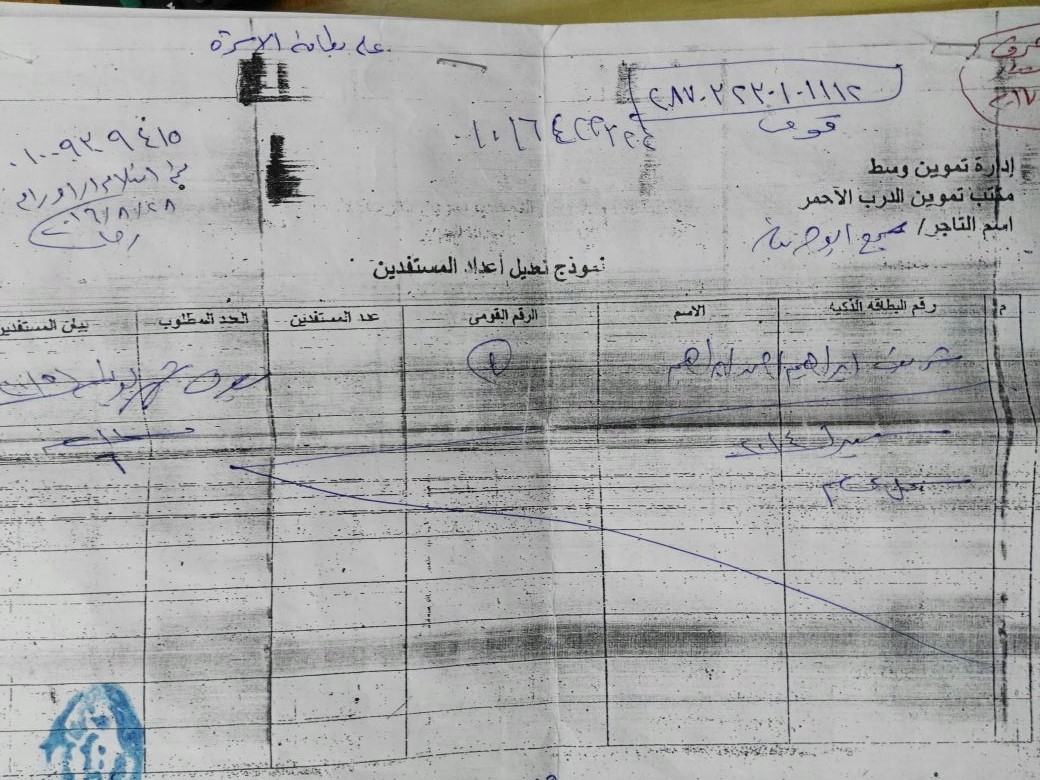 البطاقة التموينية الورقية