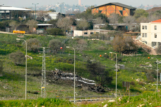 موقع سقوط الطائرة الإسرائيلية من طراز إف 16