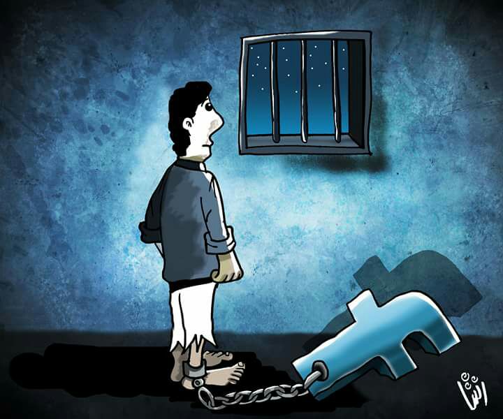 كاريكاتير سجناء العالم الافتراضى
