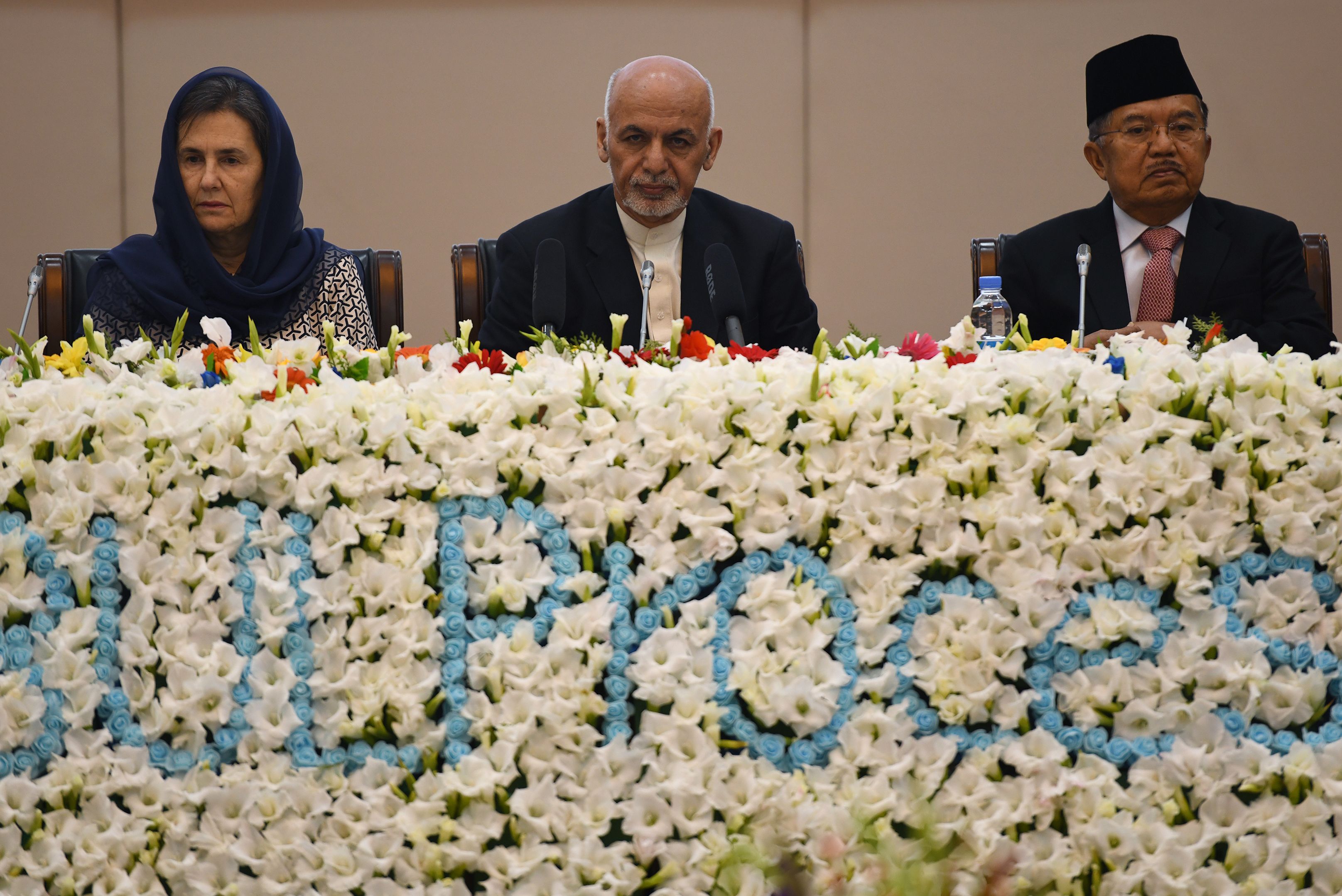 الرئيس الأفغانى أشرف عبد الغنى خلال المؤتمر